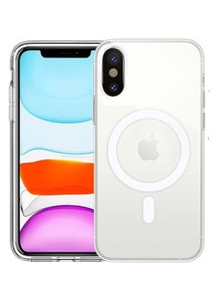 ELMO3EZZ Clear Magnetic Case for iPhone Xs Max with Mag-Safe Wireless Charging, Soft Silicone TPU Bumper Cover, Thin Slim Fit Hard Back Shockproof Anti Protective Case for iPhone Xs Max (6.5 inch)