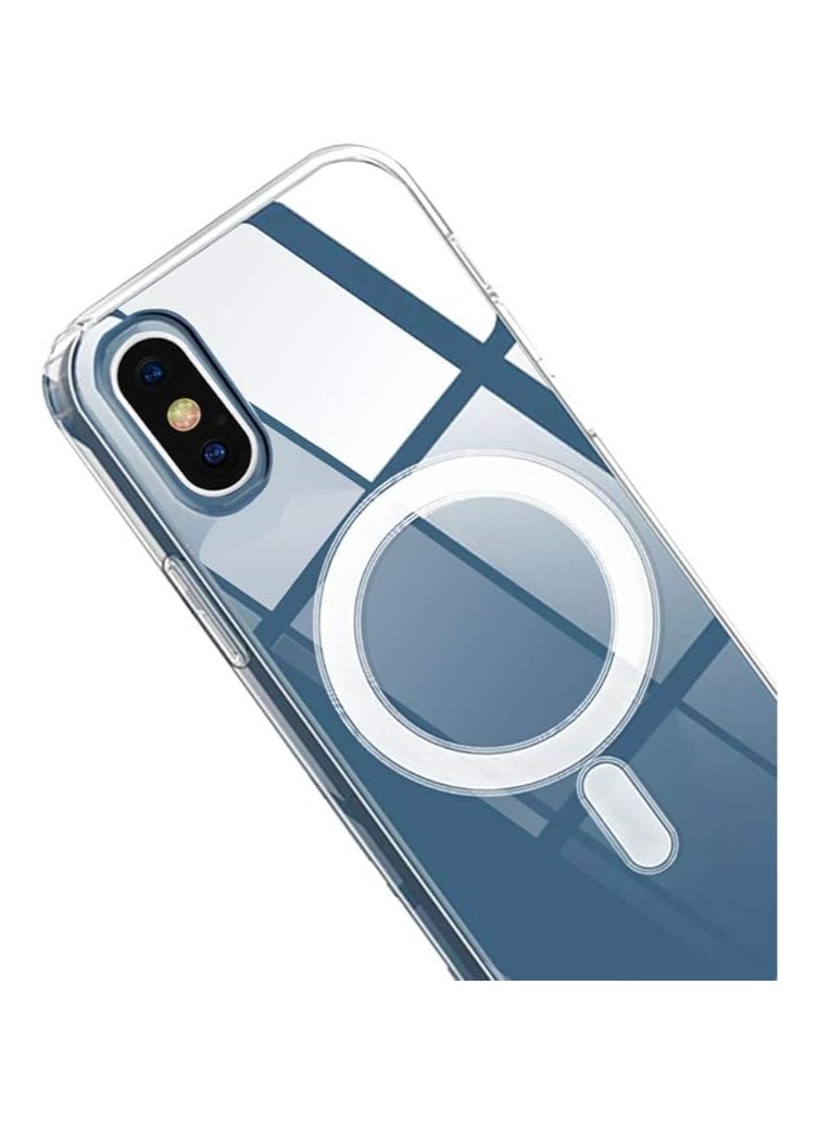 Generic - ELMO3EZZ Clear Magnetic Case for iPhone Xs Max with Mag-Safe Wireless Charging, Soft Silicone TPU Bumper Cover, Thin Slim Fit Hard Back Shockproof Anti Protective Case for iPhone Xs Max (6.5 inch) - Image 1