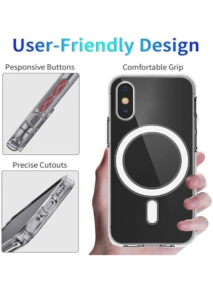 Generic - ELMO3EZZ Clear Magnetic Case for iPhone Xs Max with Mag-Safe Wireless Charging, Soft Silicone TPU Bumper Cover, Thin Slim Fit Hard Back Shockproof Anti Protective Case for iPhone Xs Max (6.5 inch) - Image 1