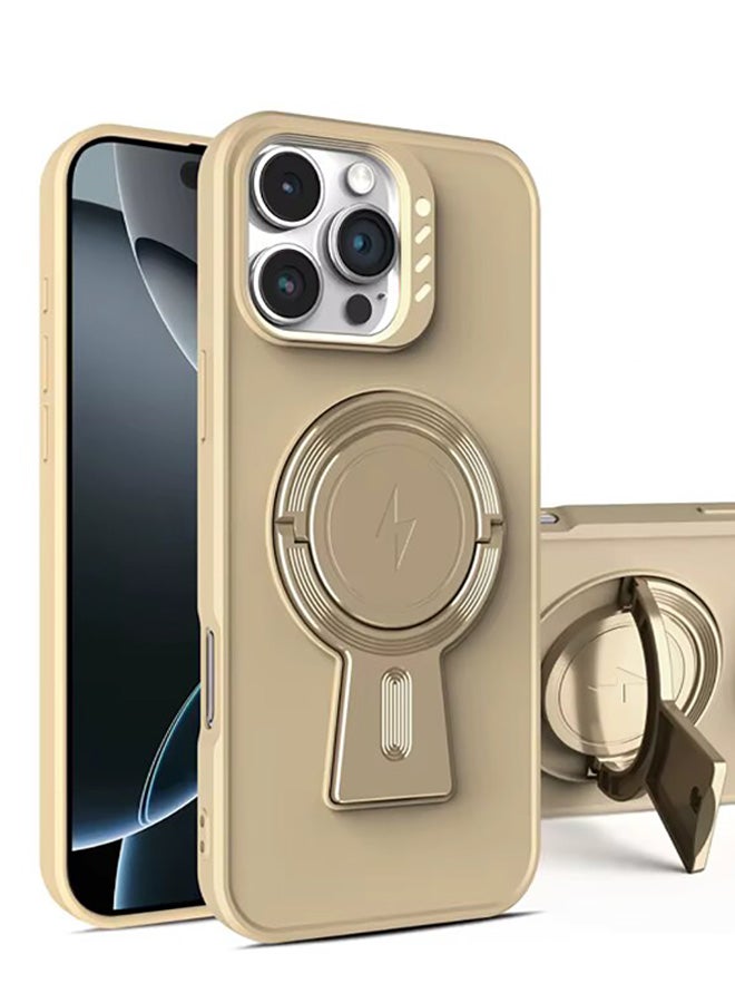 Magnetic Cover for iPhone 11 Pro Max With Y-shape Holder MagSafe Rugged Shockproof Phone Case, Support Wireless Charging, Heavy Duty Protection Matte PC Anti -Scratch Ultra Thin Standing Phone Case For iPhone 11 Pro Max  (Gold)  - Image 1