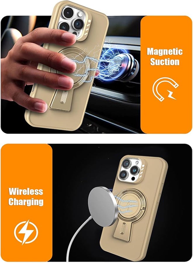 Magnetic Cover for iPhone 11 Pro Max With Y-shape Holder MagSafe Rugged Shockproof Phone Case, Support Wireless Charging, Heavy Duty Protection Matte PC Anti -Scratch Ultra Thin Standing Phone Case For iPhone 11 Pro Max  (Gold)  - Image 2