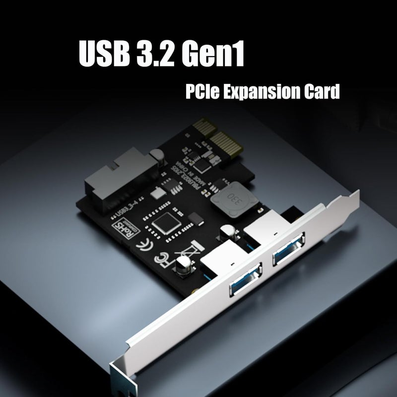 GLOTRENDS GLOTREND U3055-N 2-Port PCIe USB-A Expansion Card with 19Pin USB Header for Front Panel, Compatible with Windows Linux (Not for Mac OS) - Image 2