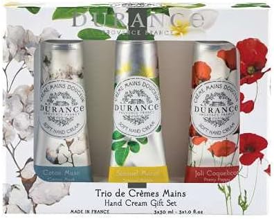 Durance Les Eternelles Soft Hand Cream GiftSet 3 X 30ml Womens Mositurising Hand Cream Cotton Musk Sensual Monoi Pretty Poppy Friendly To All Skin Types Gifts For Women