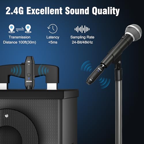 ACEMIC 2.4G Wireless Microphone Audio Transmitter and Receiver System Plug-on XLR Mic Adapter 6 Channels for Dynamic Mic, Audio Mixer, PA System, G6 - Image 3