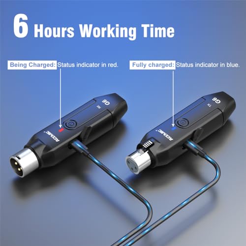 ACEMIC 2.4G Wireless Microphone Audio Transmitter and Receiver System Plug-on XLR Mic Adapter 6 Channels for Dynamic Mic, Audio Mixer, PA System, G6 - Image 5