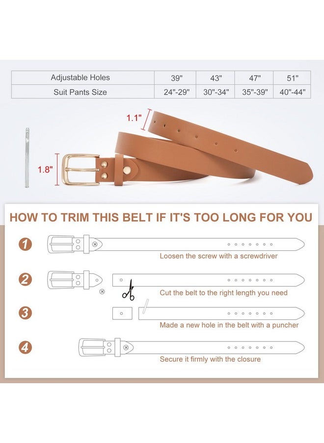 LEACOOLKEY - Women Leather Belt With Gold Buckle Fashion Ladies Leather Waist Belt For Jeans Dress - Image 1