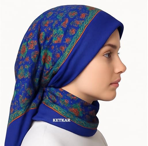 KETKAR Women’s Winter Woolen Headwear | Fashion Printed Head Scarf Cap for Girls & Women | Soft & Stylish | Free Size (Pack of 2) (Blue & Pink) - Image 5