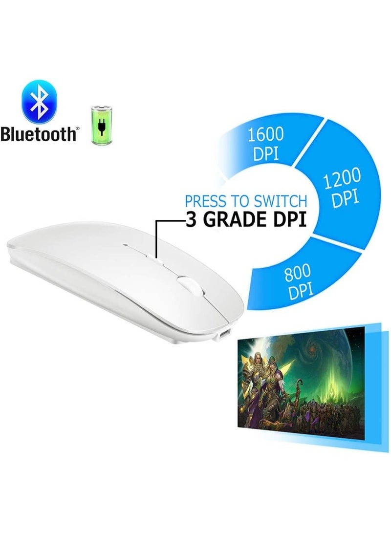 4 Modes Rechargeable Bluetooth Mouse BT3.0/5.2+USB-2.4G/Type-C,Wireless Mouse for MacBook pro/MacBook air/Laptop/iMac/ipad/Notebook/pc (BT/USB-C White) - Image 3
