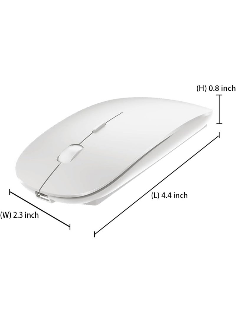 4 Modes Rechargeable Bluetooth Mouse BT3.0/5.2+USB-2.4G/Type-C,Wireless Mouse for MacBook pro/MacBook air/Laptop/iMac/ipad/Notebook/pc (BT/USB-C White) - Image 2