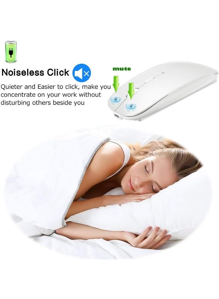 4 Modes Rechargeable Bluetooth Mouse BT3.0/5.2+USB-2.4G/Type-C,Wireless Mouse for MacBook pro/MacBook air/Laptop/iMac/ipad/Notebook/pc (BT/USB-C White) - Image 4