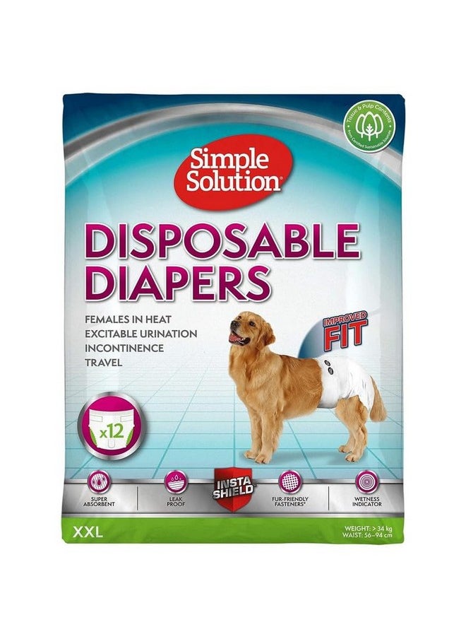 Simple Solution Disposable Dog Diapers For Female Dogs, (Xxl) And Pawpaya 5 In 1 Multipurpose 100 Pull Pack Plant-Based Pet Cleaning Wipes  - Image 2