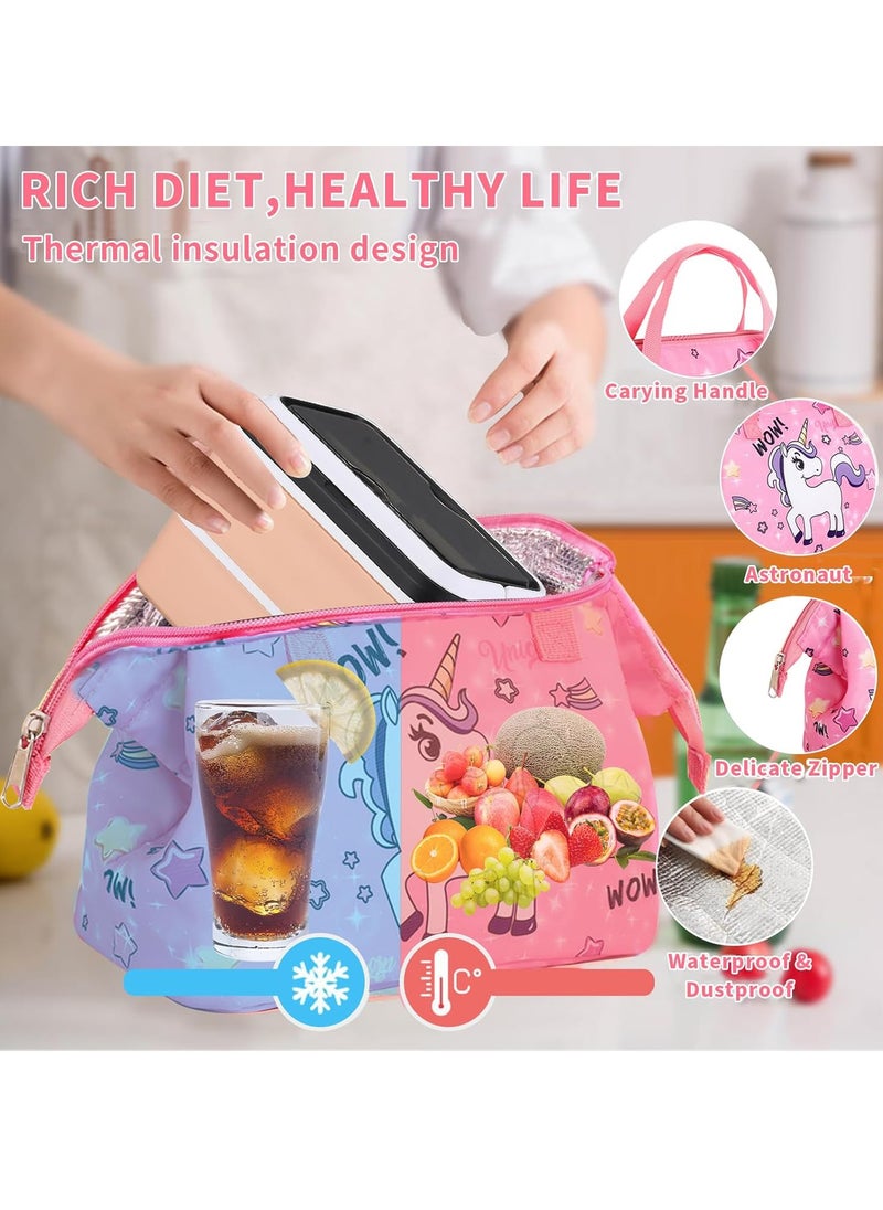 Yoawllty - Large Lunch Box, 4 in 1 Lunch Box Set with Insulated Lunch Bag and Utensil Set, Leak-proof 2 Layer Large Capacity Lunch Box(Pink) - Image 1