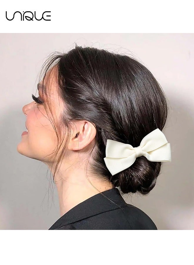 Unique 3 Pcs Silk Bow Scrunchies - Satin Bowknot Ponytail Holder Elastic Bands Hair Ties Ropes Wedding Hair Accessories for Women (Black/Red/White) - Image 4