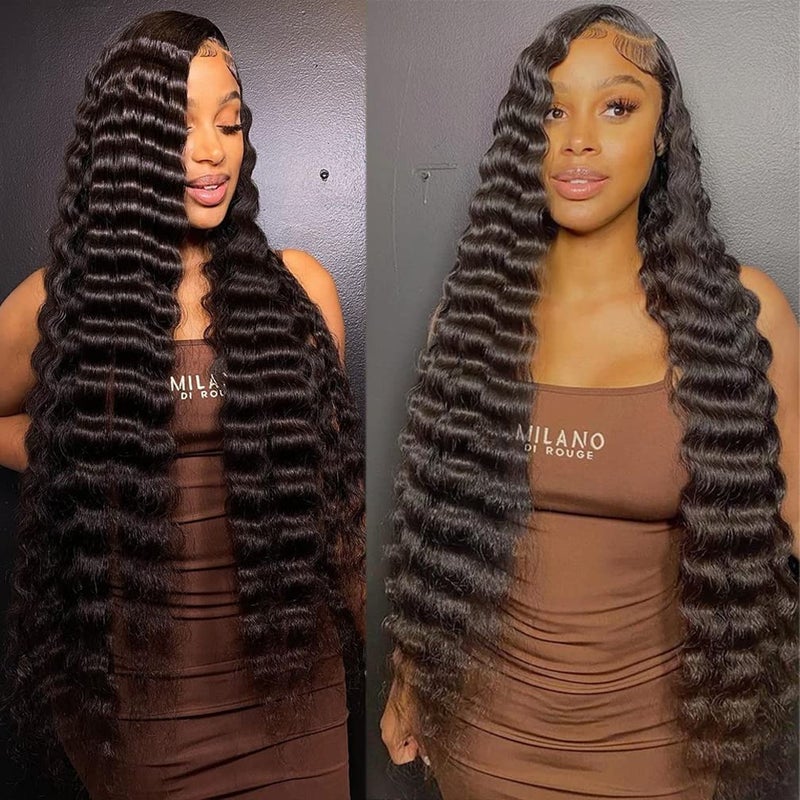 Loose Deep Wave Bundles 26 28 30 Unprocessed Virgin Brazilian Remy Deep Wave Human Hair Bundles Loose Deep Bundles for Black Women Free Part Soft and Bouncy Hair Extensions Natural Color