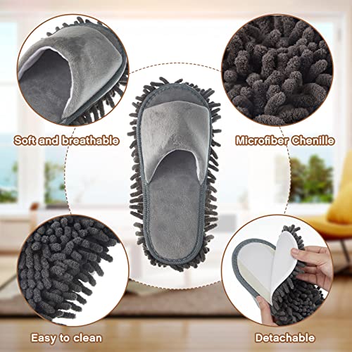Jecery 2 Pairs Microfiber Cleaning Mop Slippers for Floor Cleaning House Mop Shoes Men and Women Washable Unisex Dusting Slippers Dirt Tool Supplies(Medium,Pink, Gray) - Image 3