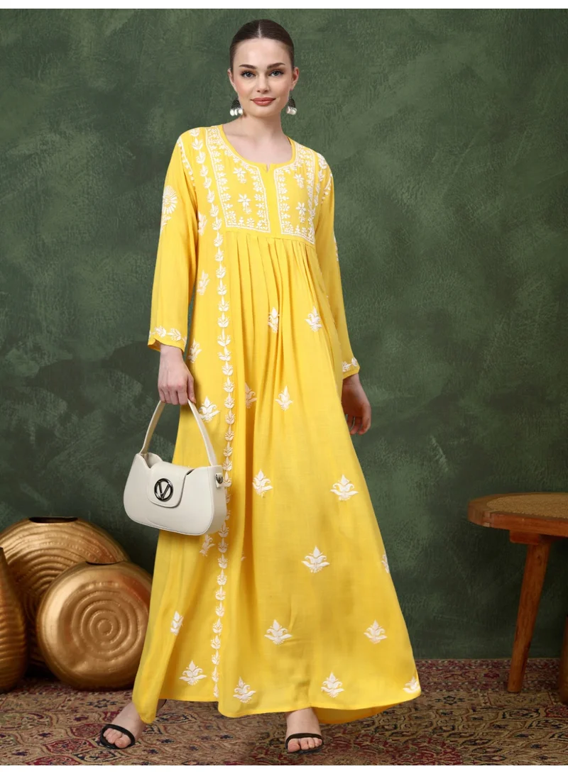 الايا جلابية رايون شيكانكاري مطرزة يدوياً-AL4121