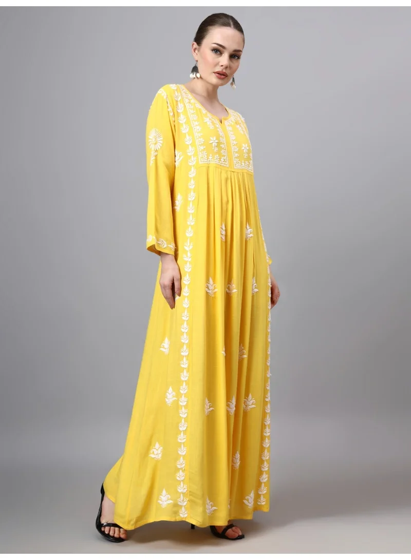 Alaya  Hand Embroidered Chikankari Rayon Jalabiya-AL4121 for Women | Best Price UAE