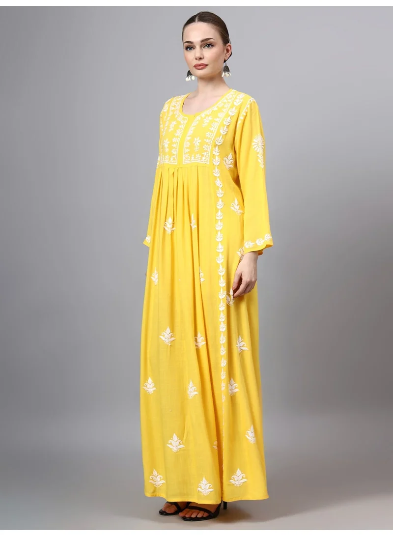 Alaya  Hand Embroidered Chikankari Rayon Jalabiya-AL4121 for Women | Best Price UAE