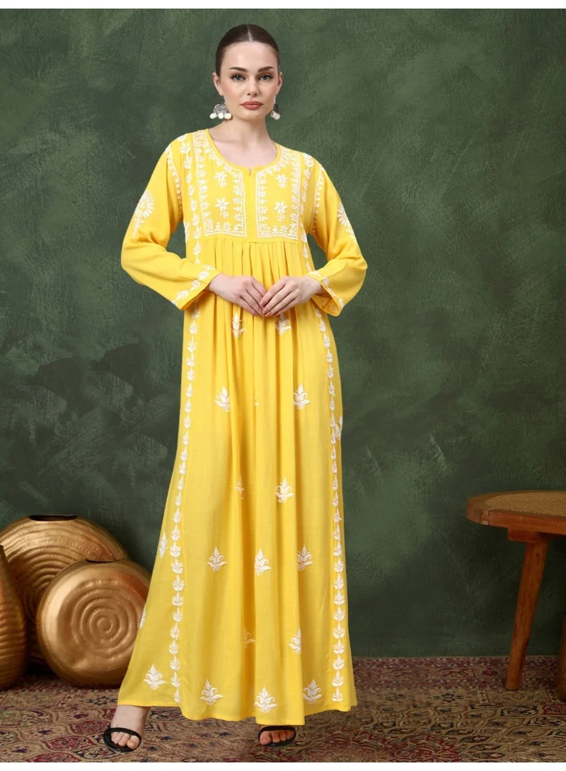 Alaya  Hand Embroidered Chikankari Rayon Jalabiya-AL4121 for Women | Best Price UAE