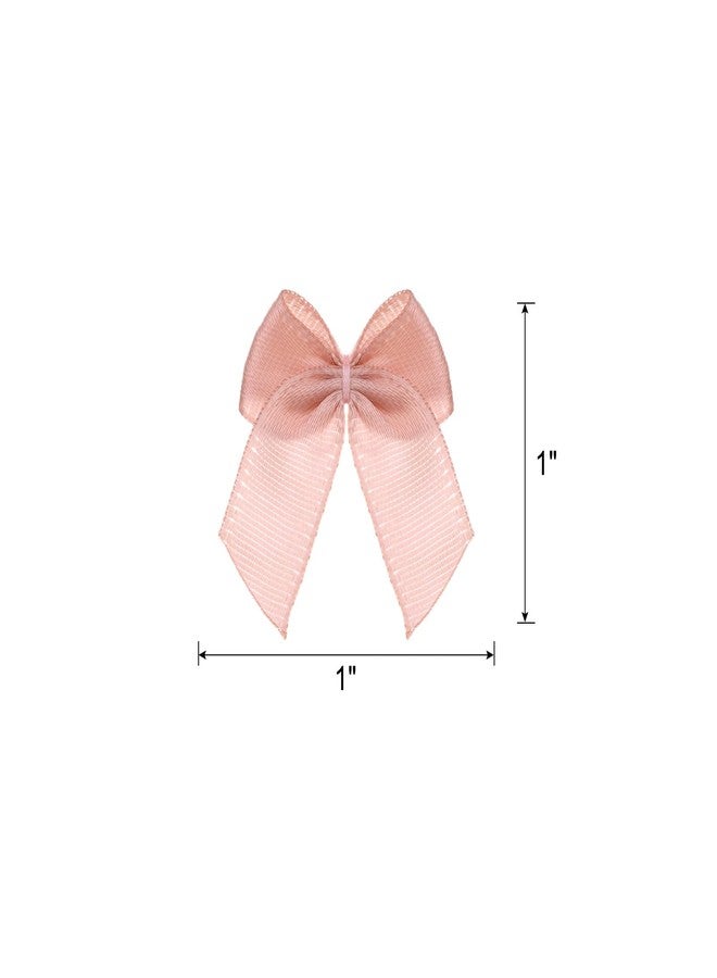 MECCANIXITY 100Pcs Mini Ribbon Bow 1" Mini Fabric Satin Ribbon Flower Bows for Craft DIY Sewing Wedding Birthday Party Gift Wrap Bows Pale Mauve - Image 2