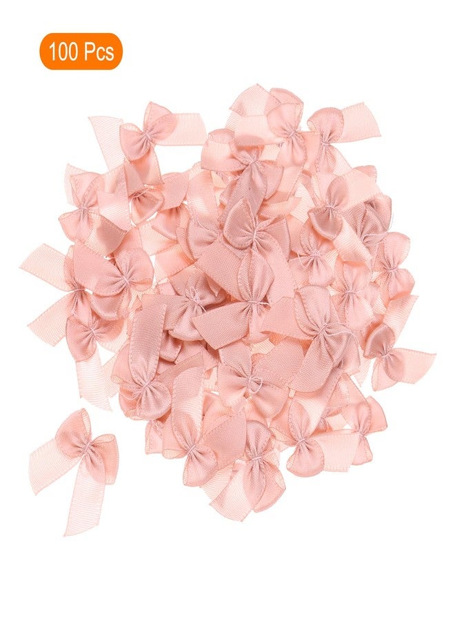 MECCANIXITY 100Pcs Mini Ribbon Bow 1" Mini Fabric Satin Ribbon Flower Bows for Craft DIY Sewing Wedding Birthday Party Gift Wrap Bows Pale Mauve - Image 3