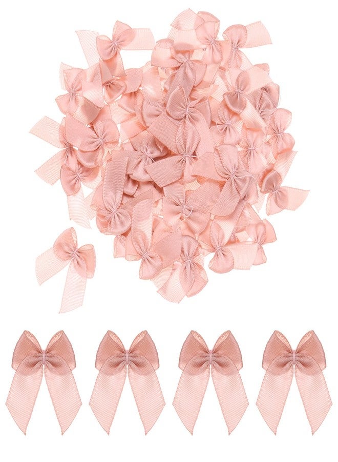 MECCANIXITY 100Pcs Mini Ribbon Bow 1" Mini Fabric Satin Ribbon Flower Bows for Craft DIY Sewing Wedding Birthday Party Gift Wrap Bows Pale Mauve - Image 1