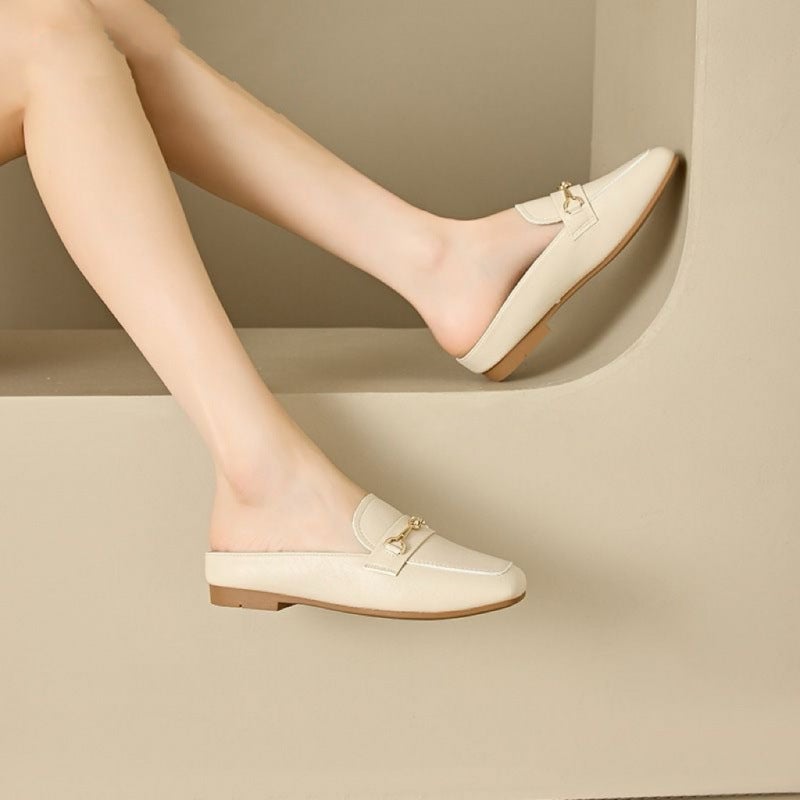 Women'S Shoes Mule Shoes Spring New Casual Square Toe Convenient Slip-On Half-Slip Shoes Mid-Heeled Shoes For Women - Image 5