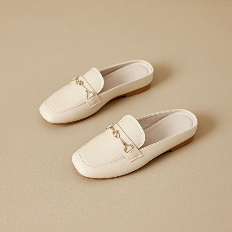 Women'S Shoes Mule Shoes Spring New Casual Square Toe Convenient Slip-On Half-Slip Shoes Mid-Heeled Shoes For Women - Image 2