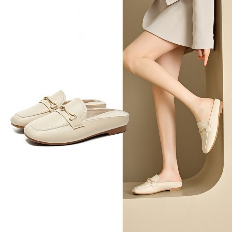 Women'S Shoes Mule Shoes Spring New Casual Square Toe Convenient Slip-On Half-Slip Shoes Mid-Heeled Shoes For Women - Image 3