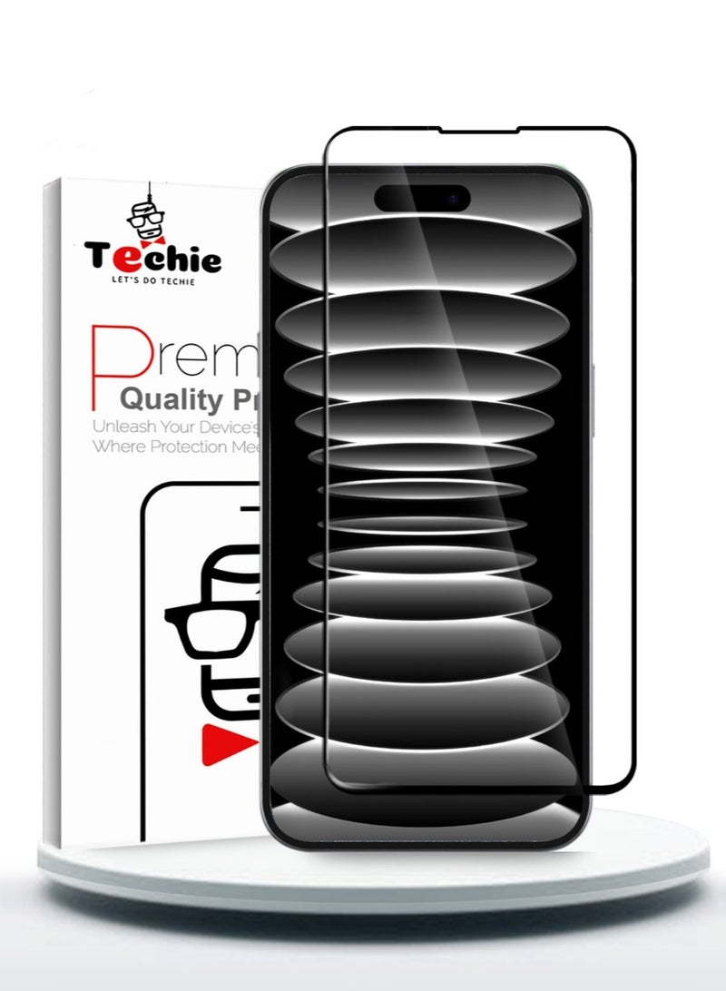 Techie Apple iphone 16 Pro Full Cover HD Tempered Glass Screen Protector - Image 1