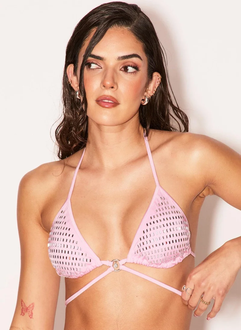 Ann Summers Ann Summers Pacific Pearl Triangle Bikini Top Pale Pink