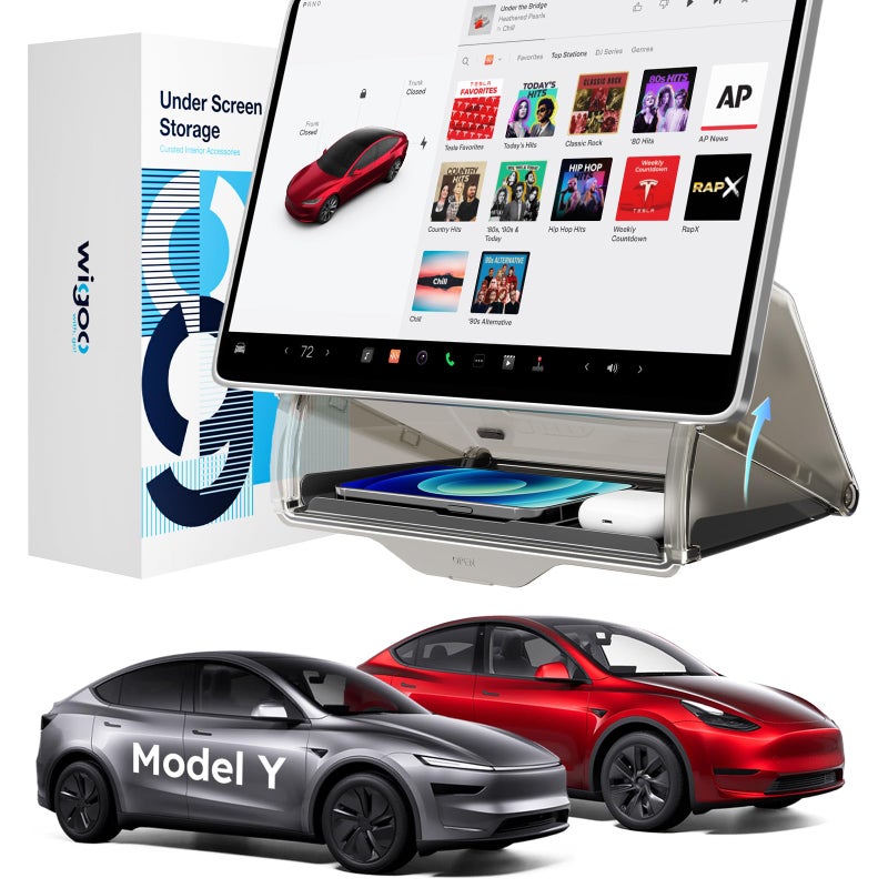 Wigoo Tesla Model Y Juniper Under Screen Storage Box Hidden Design Stable Installation New Model Y Juniper Accessories Center Console Organizer Tray for Model Y 20192026Fit New Model Y