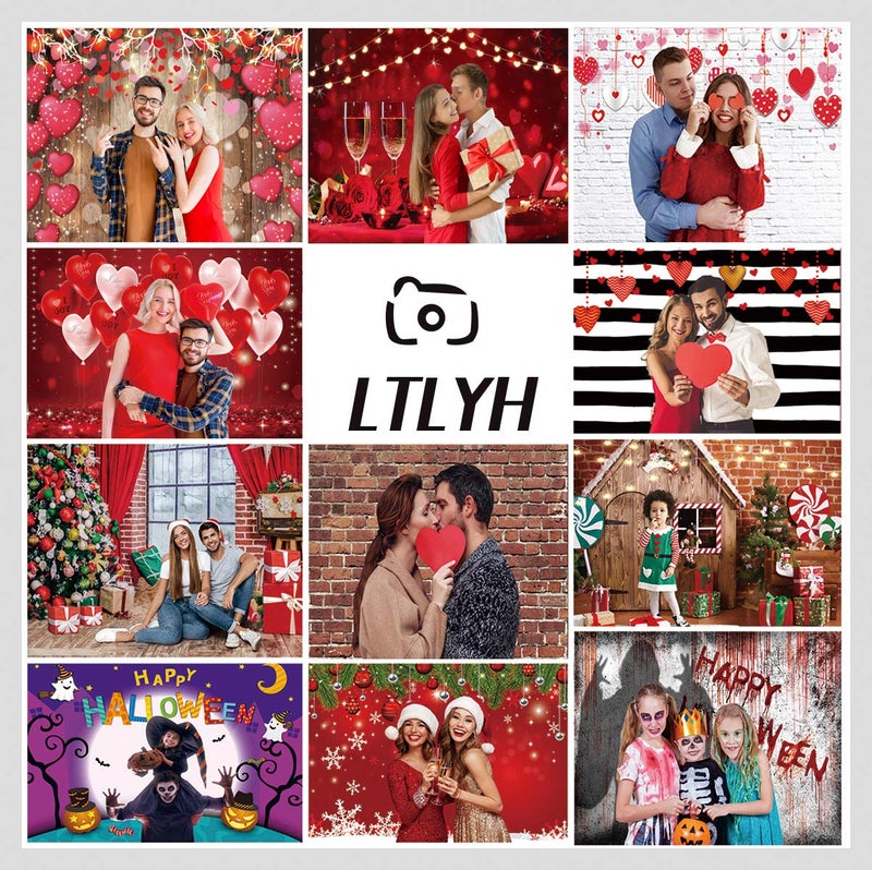 LTLYH 8x6ft Valentine's Day Photography Backdrop Valentine's Mother's Day Love Heart Party Decor Banner Photo Props Both Photoshoot Backdrop 124 - Image 5