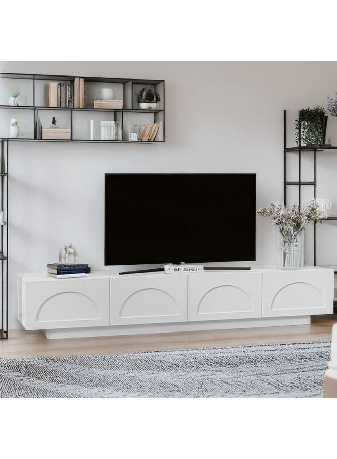 Karnak Norris 200cm Entertainment Unit – Modern TV Stand with 4 Drawers – Painted Engineered Wood – Anti-Slip Pad – Smooth Slide Drawers – White Finish – Customizable Colors - Image 4