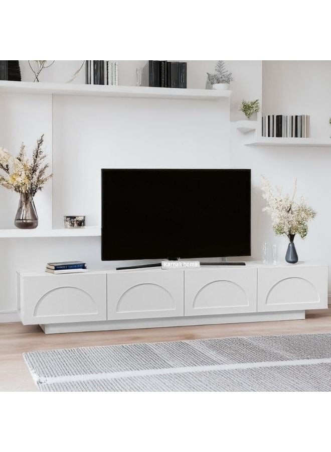 Karnak Norris 200cm Entertainment Unit – Modern TV Stand with 4 Drawers – Painted Engineered Wood – Anti-Slip Pad – Smooth Slide Drawers – White Finish – Customizable Colors - Image 5