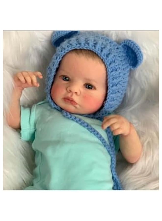 49cm Lifelike Reborn Dolls Full Body Vinyl Silicone with Short Hair, Beautiful Realistic Newborn Baby Boy Doll with Feeding Toy for Kids Birthday. - Image 2