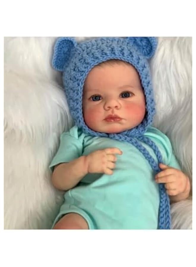 49cm Lifelike Reborn Dolls Full Body Vinyl Silicone with Short Hair, Beautiful Realistic Newborn Baby Boy Doll with Feeding Toy for Kids Birthday. - Image 5