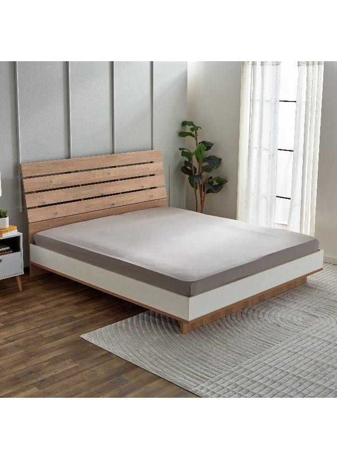 Home Box Derby Solid Microfiber King Fitted Sheet - 180x200+25 cm - Image 1