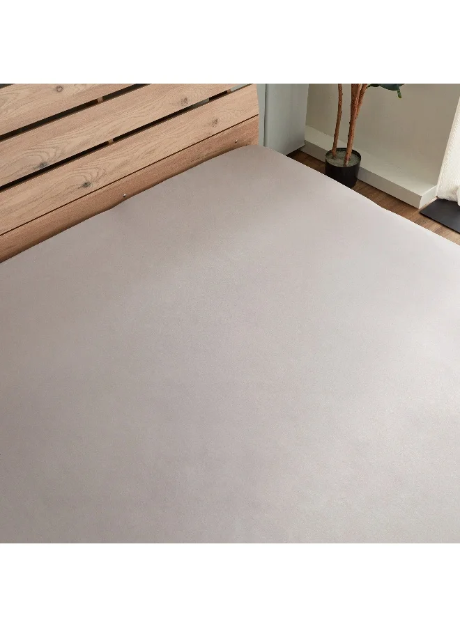 Home Box Derby Solid Microfiber King Fitted Sheet - 180x200+25 cm