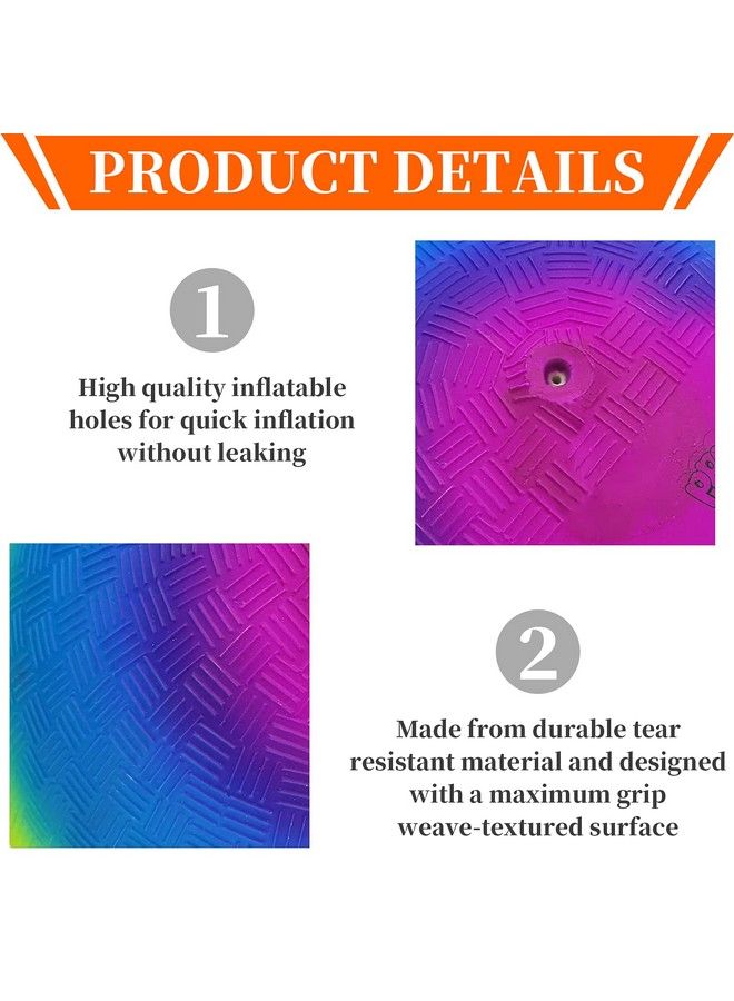 Visen 4Pcs Rainbow Playground Balls For Kids&Adults With 1 Hand Pump 8.5Inch Colorful Rubber Bouncy Balls Inflatable Multi Colors Kick Balls Handball Durable Indoor&Outdoor Play Toys (Purple) - Image 4