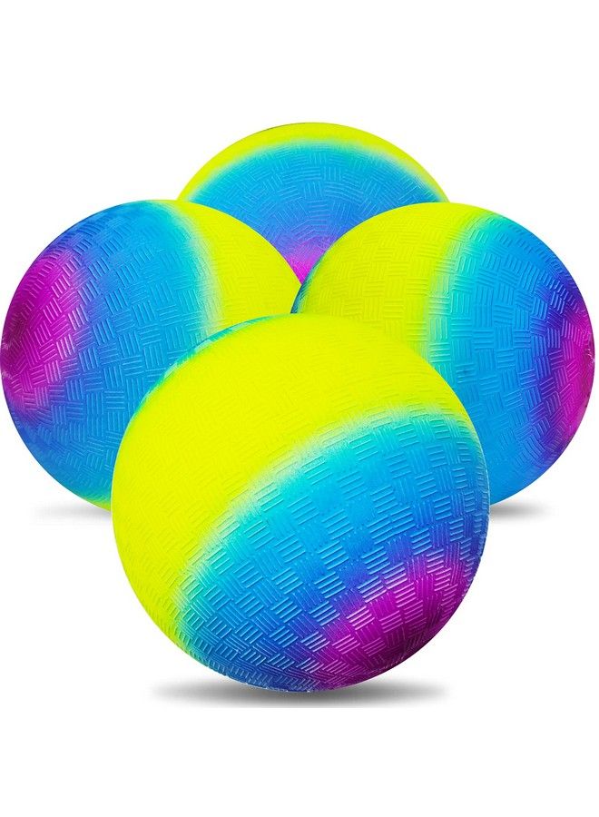 Visen 4Pcs Rainbow Playground Balls For Kids&Adults With 1 Hand Pump 8.5Inch Colorful Rubber Bouncy Balls Inflatable Multi Colors Kick Balls Handball Durable Indoor&Outdoor Play Toys (Purple) - Image 2