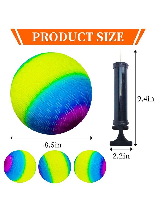 Visen 4Pcs Rainbow Playground Balls For Kids&Adults With 1 Hand Pump 8.5Inch Colorful Rubber Bouncy Balls Inflatable Multi Colors Kick Balls Handball Durable Indoor&Outdoor Play Toys (Purple) - Image 3
