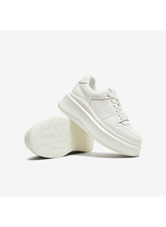 Tata Tata Sun Leyan Same Style White Whale Thick Sole Casual Sneakers Women Fleece Lined White Am6 Size 37 - Image 3