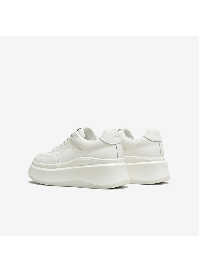 Tata Tata Sun Leyan Same Style White Whale Thick Sole Casual Sneakers Women Fleece Lined White Am6 Size 37 - Image 2