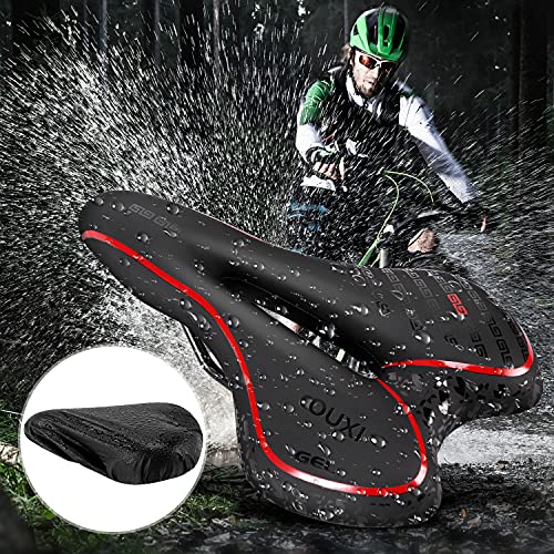 OUXI Comfort Bike Seat Comfortable Gel Bicycle Saddle Replacement Soft Padded with Shock Absorbing Waterproof for MTB Mountain Bike Road Bike Exercise Bike Men Women and Ladies-Red - Image 5