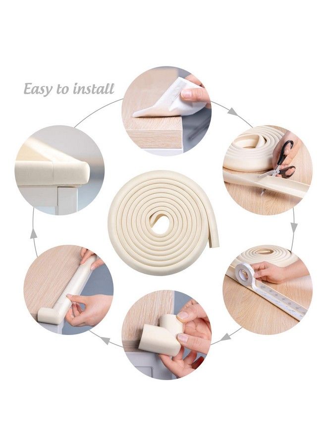 pepplo مجموعة واقيات حواف وزوايا للأطفال بطول 6.5 قدم لحماية الأثاث والطاولات (كريم) - Image 5