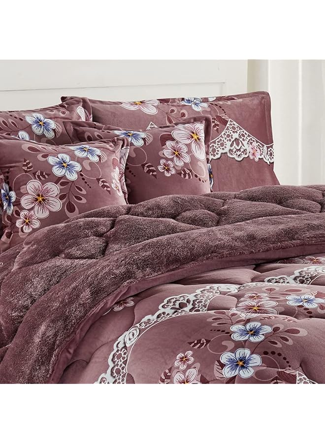 إيروريكس طقم لحاف شتوي دافئ وناعم من الفرو المخملي مقاس مفرد 160 - Image 5