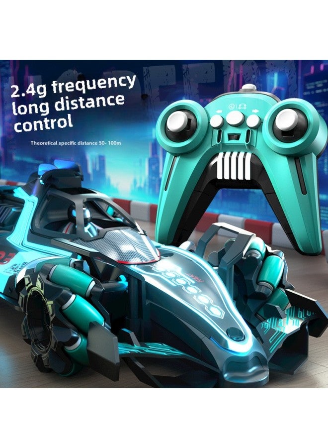 Loquat F1 Equation Remote Control Stunt Racing Four-wheel Drive Light Spray Gesture Induction Children's Stunt Drift Toy Car-Color:F1 Formula Racing-green -Scale:Single Set Of Rechargeable Batteries - Image 4