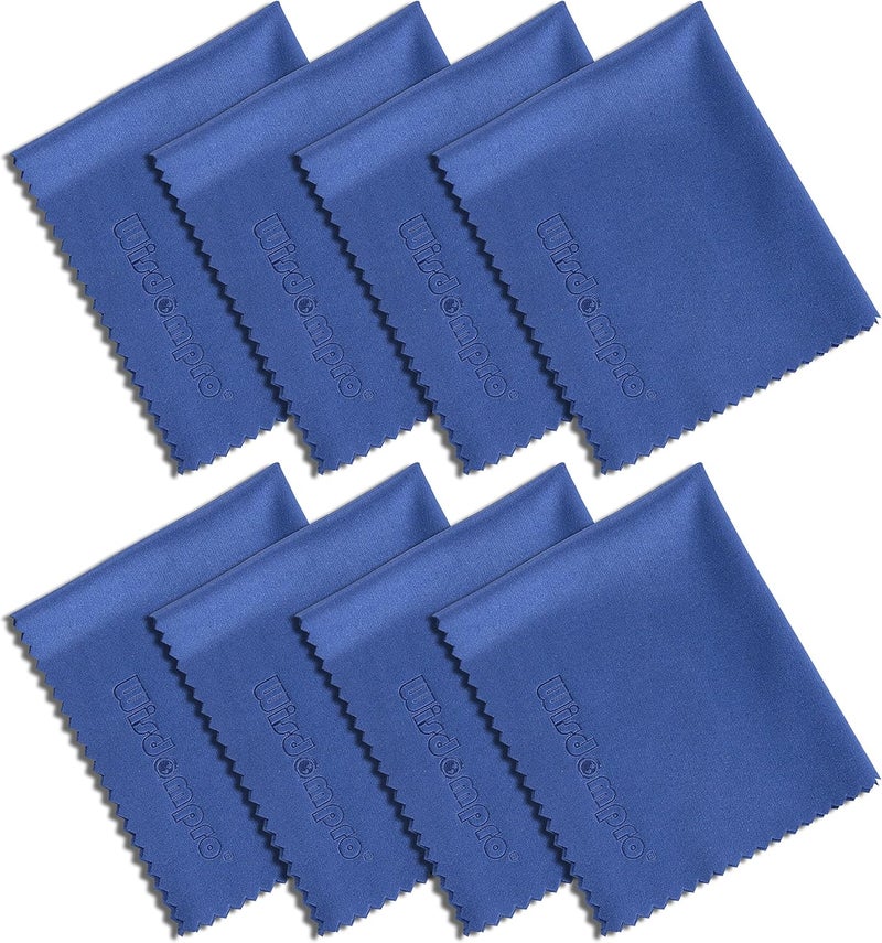 Wisdompro 8-Pack 6x7 Inches Microfiber Cleaning Cloth for Camera Lens, Glasses, Phone, iPhone, iPad, Tablet, Laptop, LCD TV, Computer Screen, Monitor and Other Electronics Device - Blue - Image 1