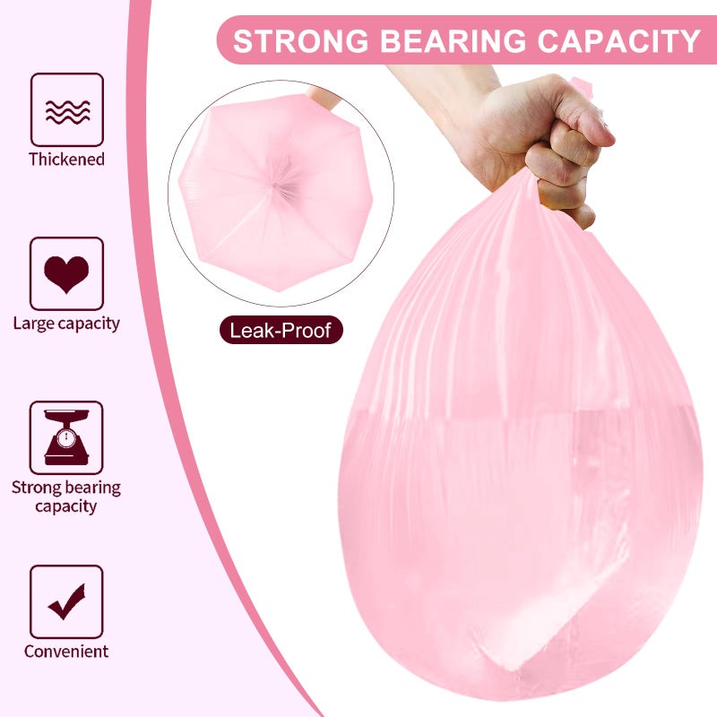 IDEMAYA 5 Rolls Small Trash Garbage Bags, 2.6 Gallon Strengthen Trash Bags, Durable Plastic Bags for Kitchen Office Home Bedroom Garden Waste Bin, Fit 10 Liter Trash-Can-Liners, 100 Count (Pink) - Image 3